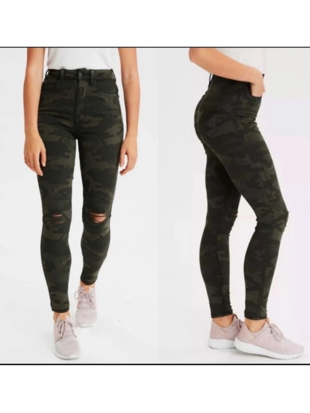 NWT American Eagle Camo Jeggings Next Level Stretch High Rise Skinny Jeans 4